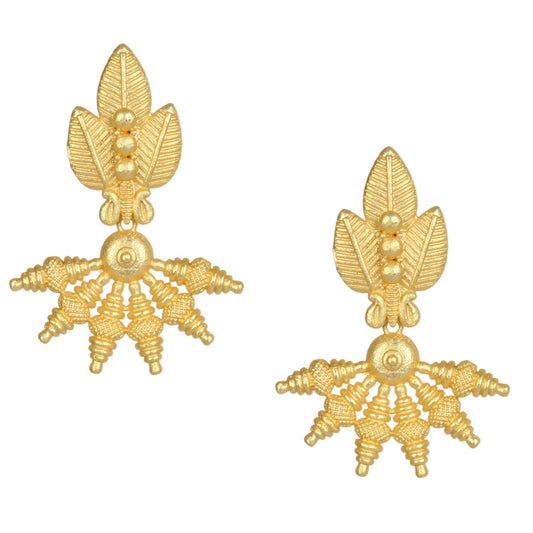 Joban Fashion Women Matte Gold Brass Earrings | Swadesiicart