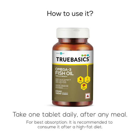 TrueBasics Omega-3 Fish Oil Capsules for Women & Men - Swadesiicart
