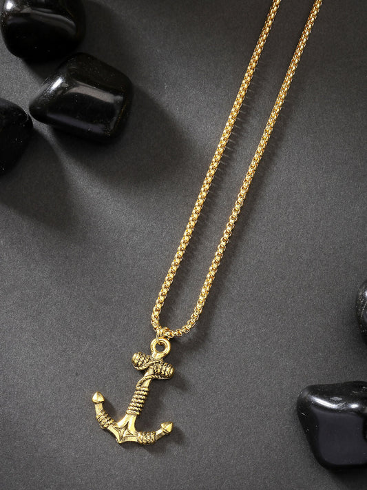 NVR Men Set of 2 Silver & Gold Stainless Steel Pendant with Chain | Swadesiicart