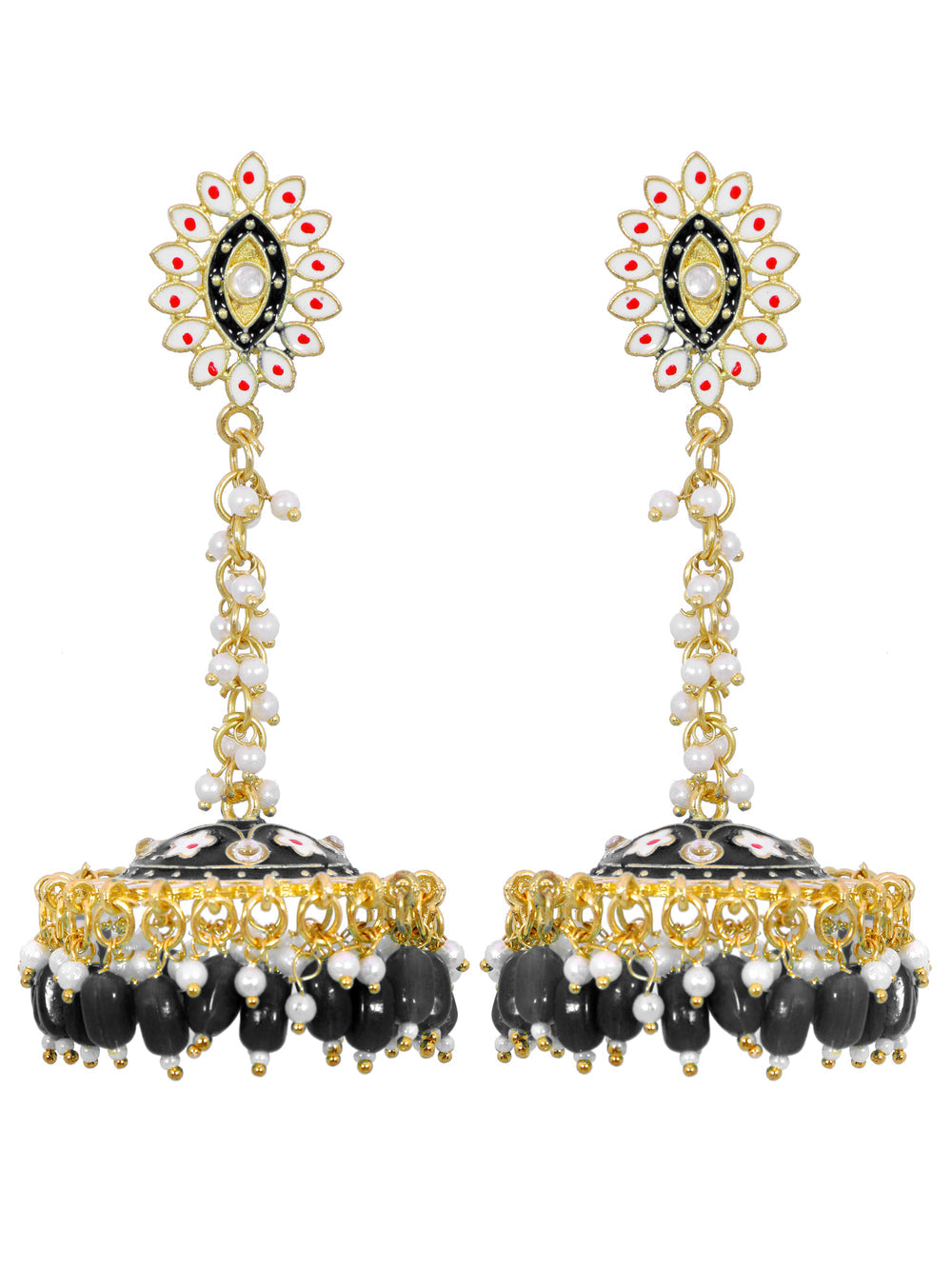 Stylish Partywear Black Meenakari Jhumki Earrings for Womens by House of Ree | Swadesiicart