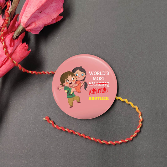 Indianvibez Annoying Brother Metal Rakhi with Fridge Magnet - Kids Rakhi - Swadesiicart
