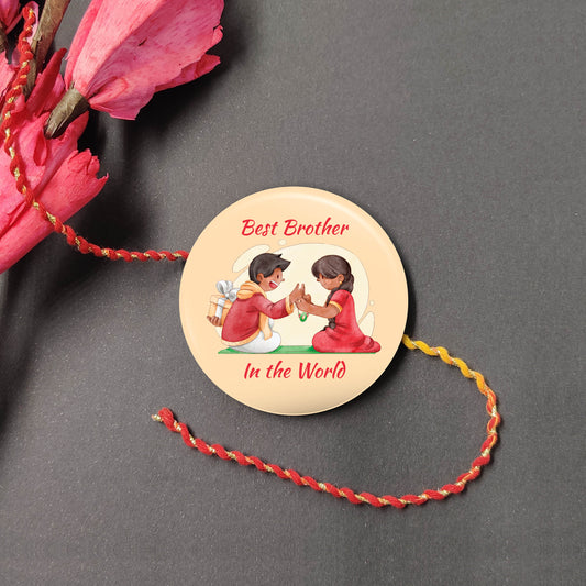 Indianvibez Best Brother in the World Metal Rakhi with Fridge Magnet - Kids Rakhi - Swadesiicart