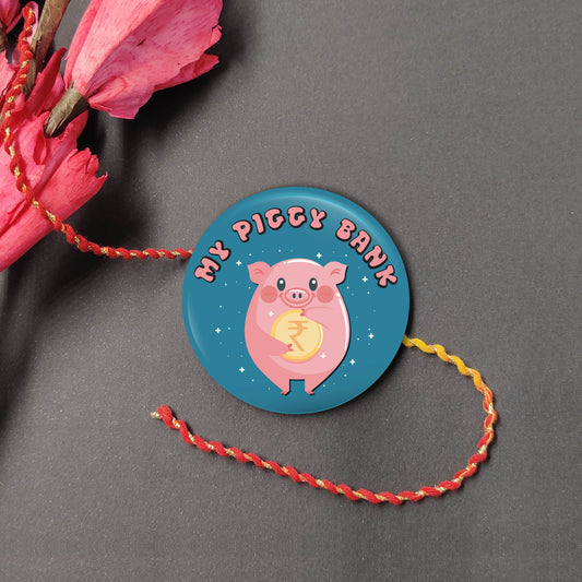 Indianvibez My Piggy Bank Metal Rakhi with Fridge Magnet - Kids Rakhi - Swadesiicart