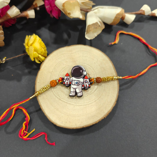 Indianvibez Astronaut Wooden Rakhi, Space Theme Rakhi - Kids Rakhi - Swadesiicart