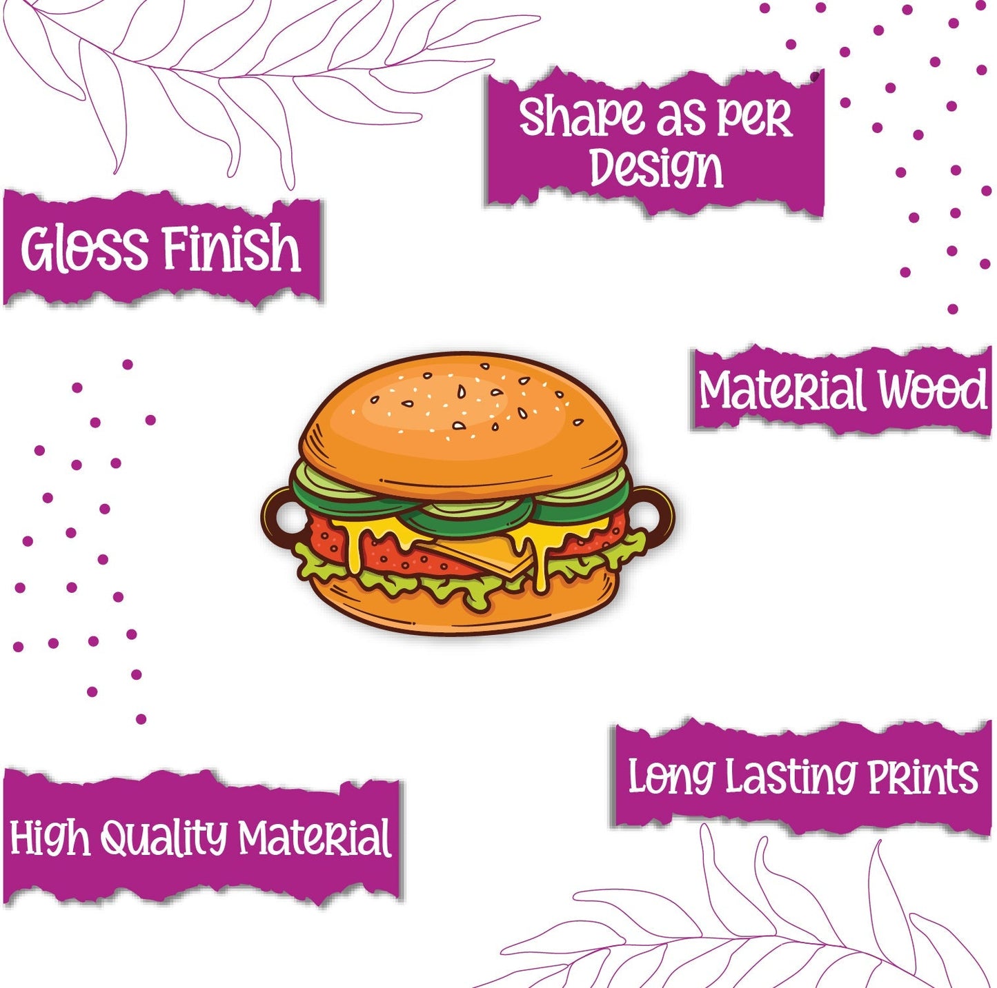 Indianvibez Burger Wooden Rakhi, Food Rakhi for Brother - Kids Rakhi - Swadesiicart