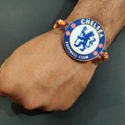 Indianvibez Chelsea Wooden Rakhi, Football Rakhi for Brother - Kids Rakhi - Swadesiicart