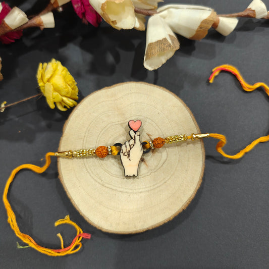 Indianvibez Korean Heart Wooden Rakhi, K-Pop Style Rakhi for Brother - Kids Rakhi - Swadesiicart