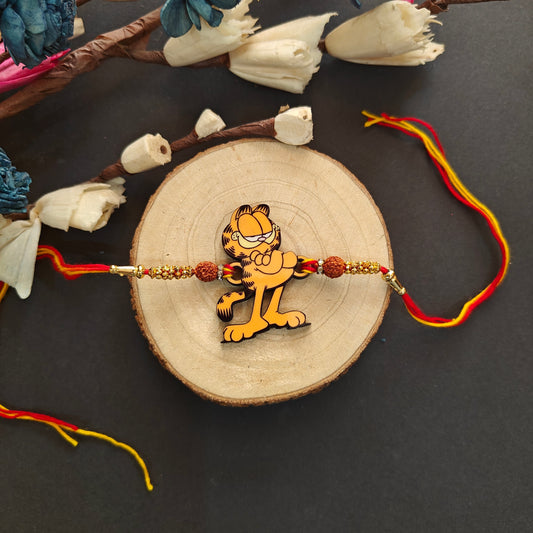 Indianvibez Garfield Wooden Rakhi, Cartoon Rakhi for Brother - Kids Rakhi - Swadesiicart
