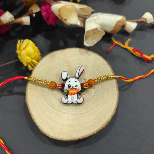 Indianvibez Rabbit Wooden Rakhi, Cute Animal Rakhi - Kids Rakhi - Swadesiicart