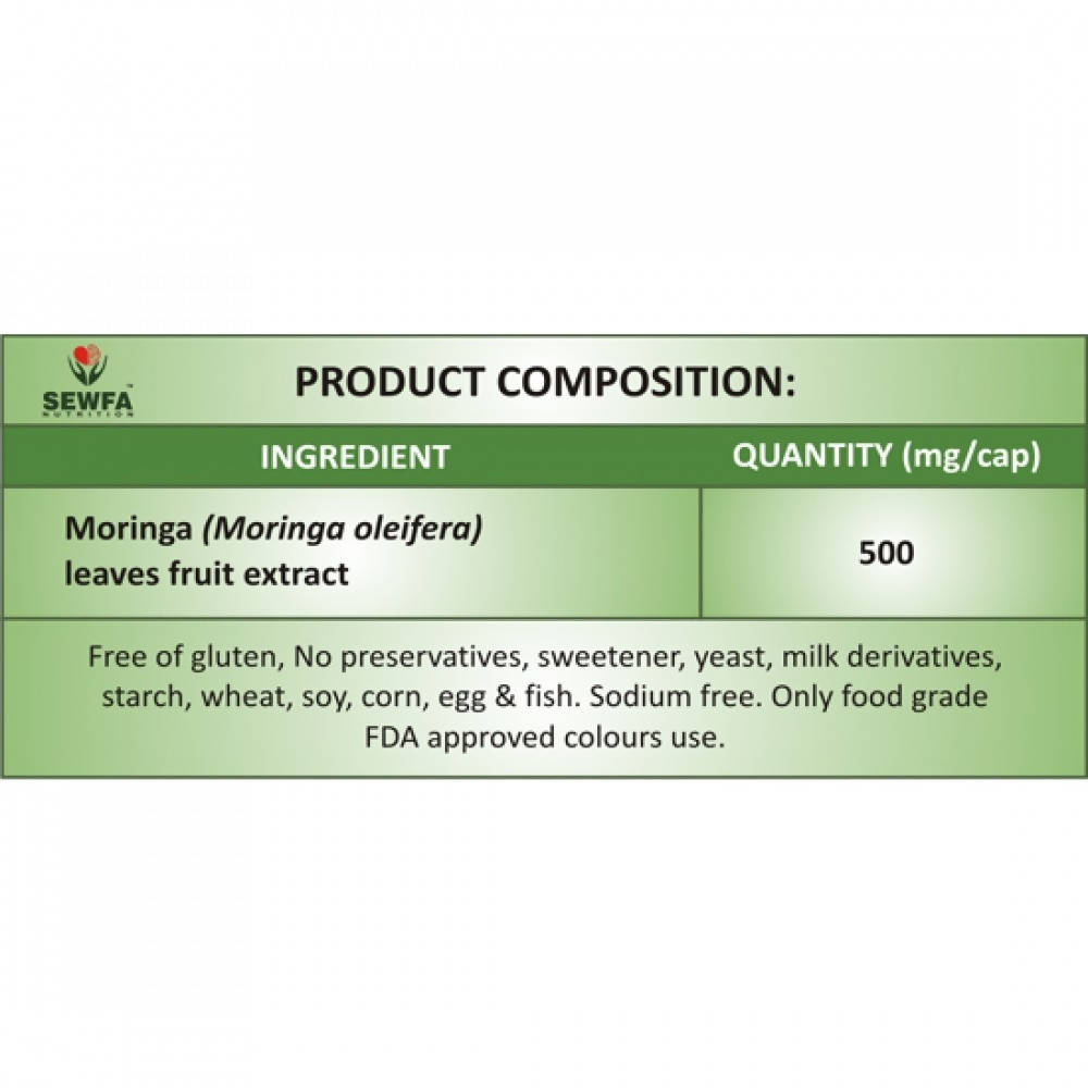 Sewfa Naturals Moringa Extract Capsules - Swadesiicart