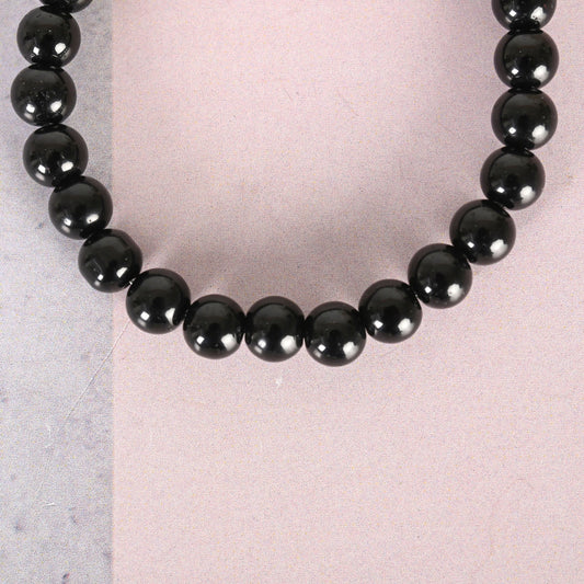 NVR Men & Women Black Marble Crystal Beaded Elasticated Bracelet - NR Retail-NVR