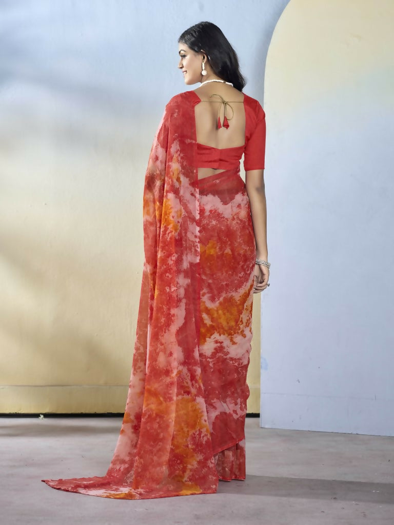 Maroon Georgette Designer Printed Ready to Wear Saree - Samyana | Swadesiicart