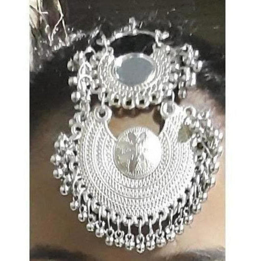 MS Fashion India Oxidized Silver Two Steps Maang Tikka With Drops | Swadesiicart