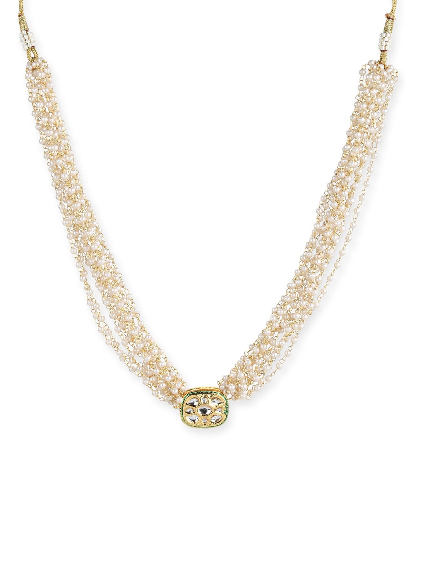 Gold-Toned White Gold-Polished Handcrafted Necklace - Ruby Raang | Swadesiicart