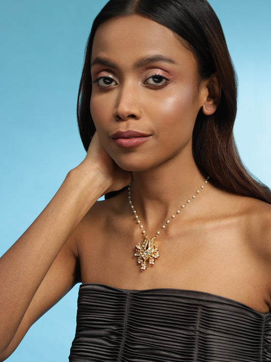 Gold-Polished Brass Necklace - Ruby Raang | Swadesiicart
