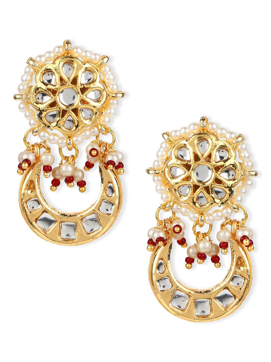 Gold-Toned Contemporary Studs Earrings - Ruby Raang - Swadesiicart