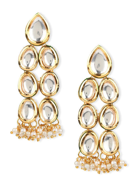 Silver Gold-Polished Contemporary Jhumkas Earrings - Ruby Raang - Swadesiicart