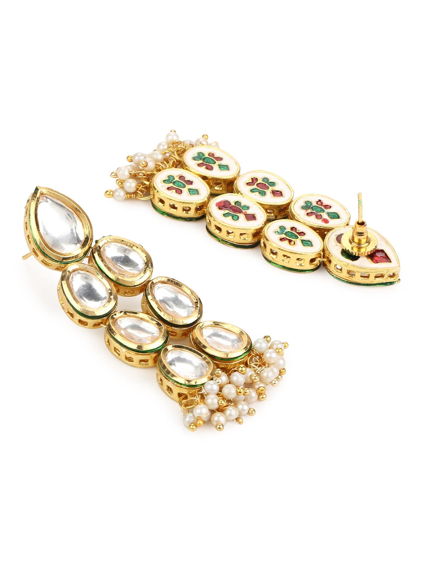 Silver Gold-Polished Contemporary Jhumkas Earrings - Ruby Raang - Swadesiicart