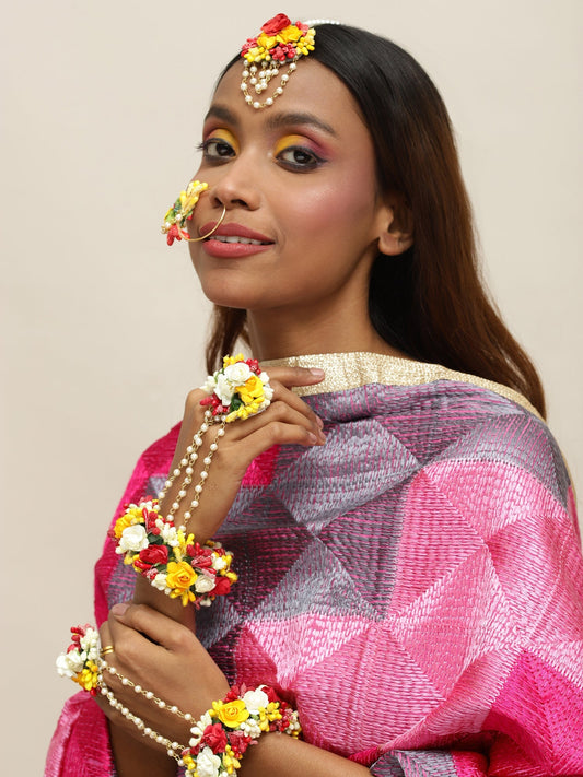 Yellow Floral Jewellery Set - Ruby Raang - Ruby Raang Studio