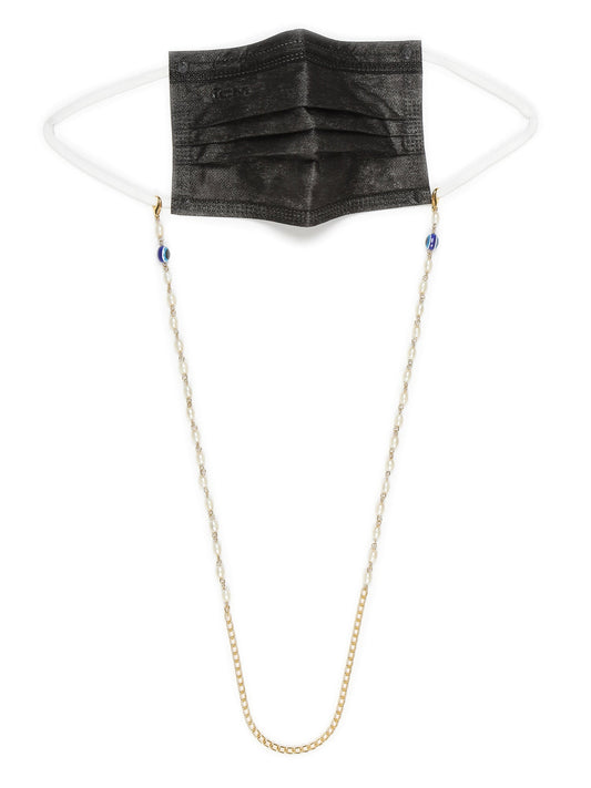 Gold-Toned Embellished Mask Chain - Ruby Raang | Swadesiicart