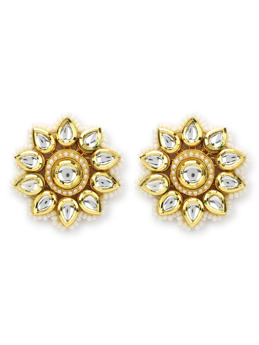 Gold-Toned Circular Studs Earrings - Ruby Raang - Swadesiicart