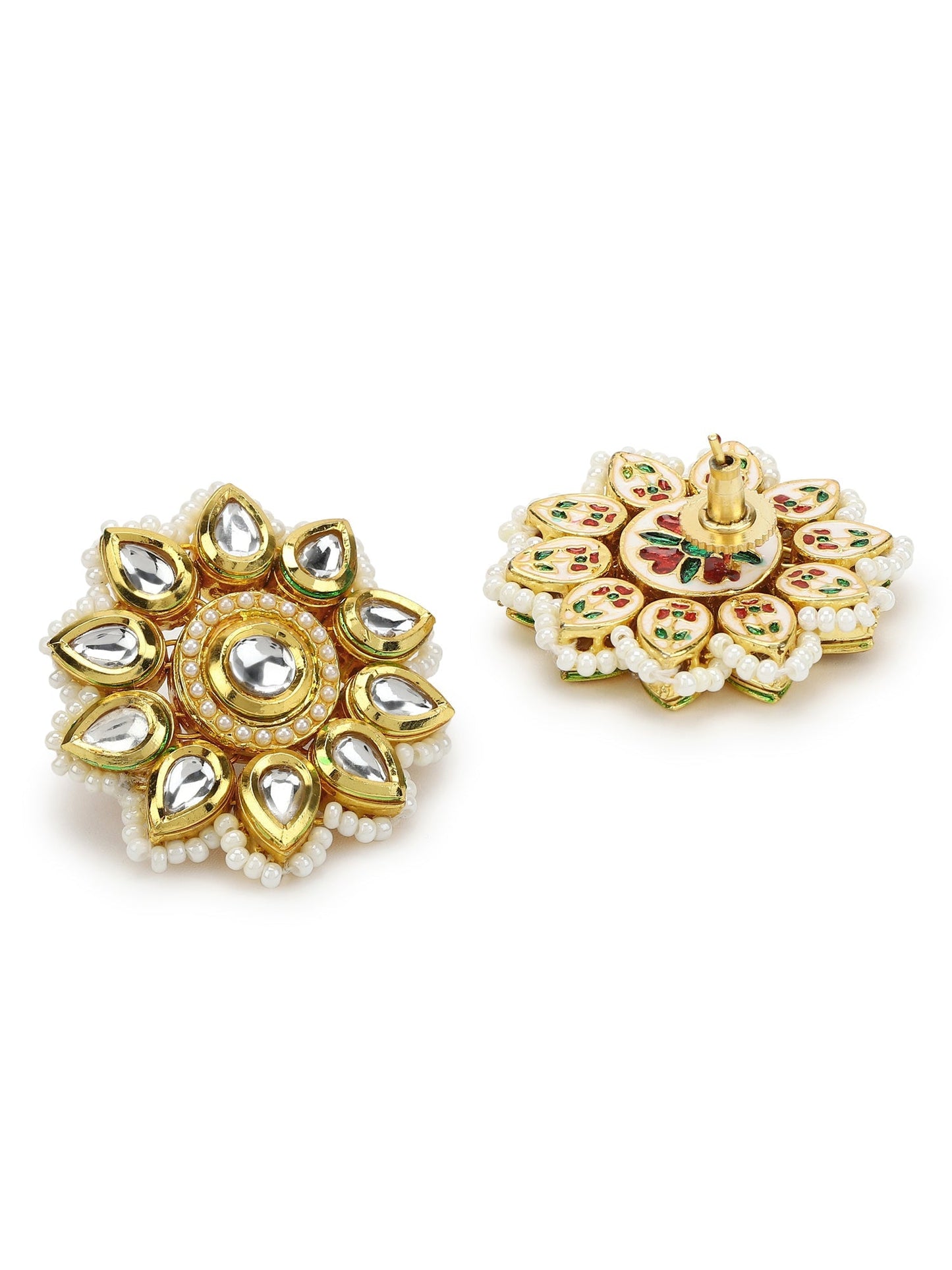 Gold-Toned Circular Studs Earrings - Ruby Raang - Swadesiicart
