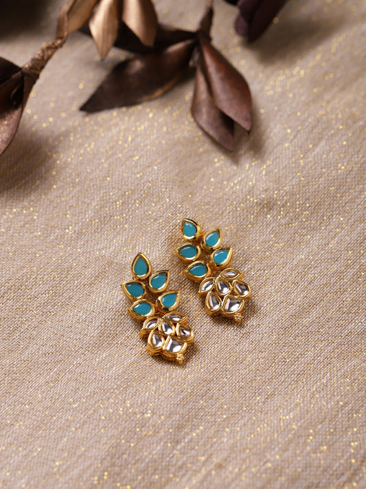 Gold-Toned Leaf Shaped Studs Earrings - Ruby Raang - Ruby Raang Studio