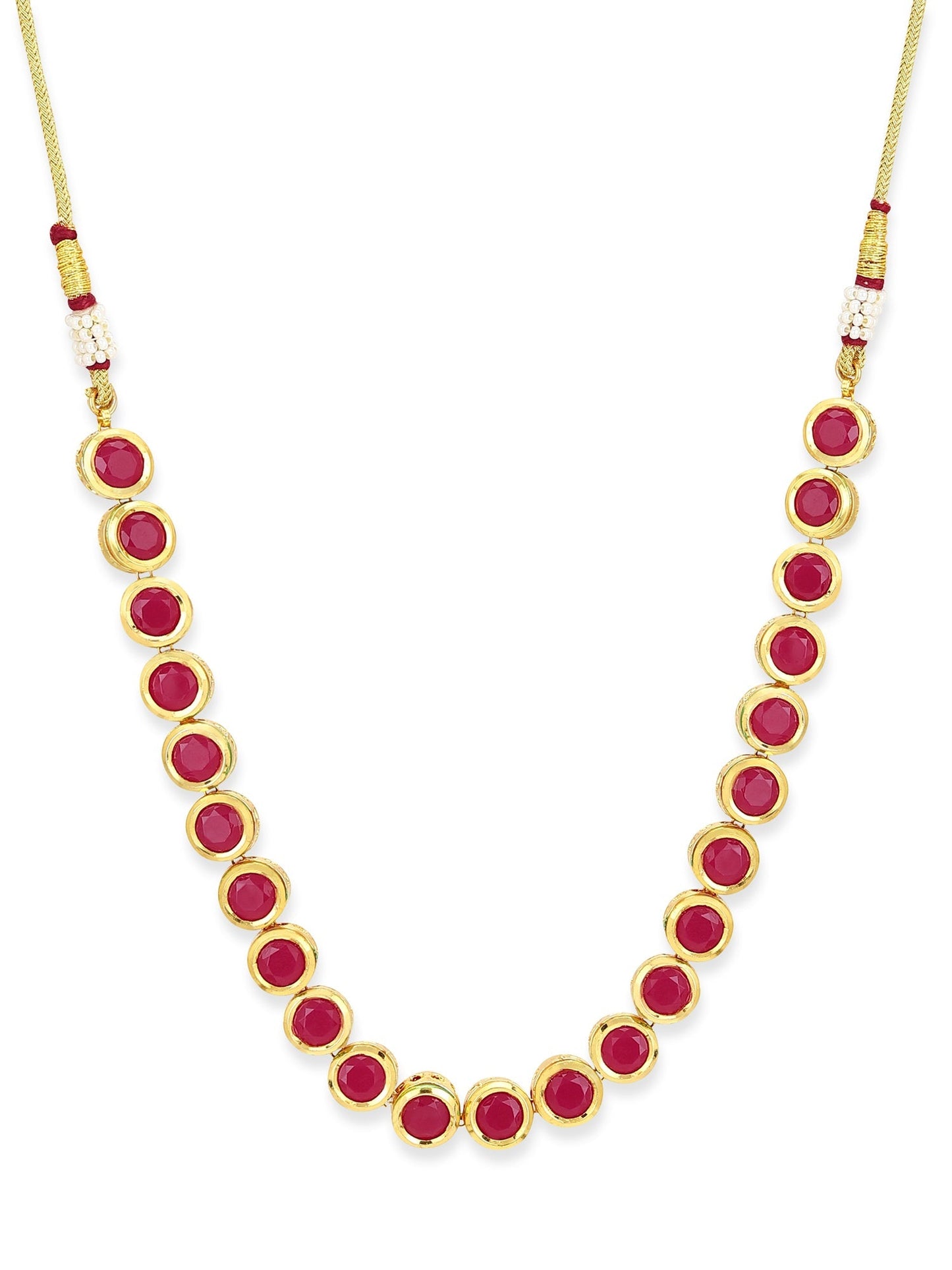 Pink Brass Gold-Polished Necklace - Ruby Raang | Swadesiicart