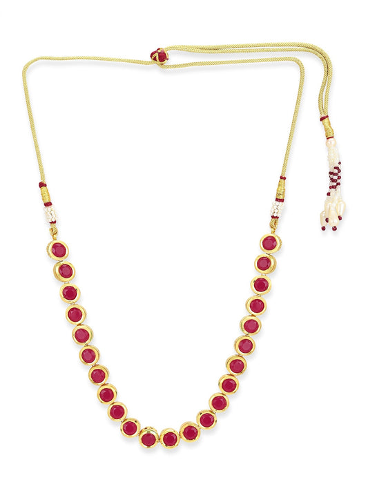 Pink Brass Gold-Polished Necklace - Ruby Raang | Swadesiicart