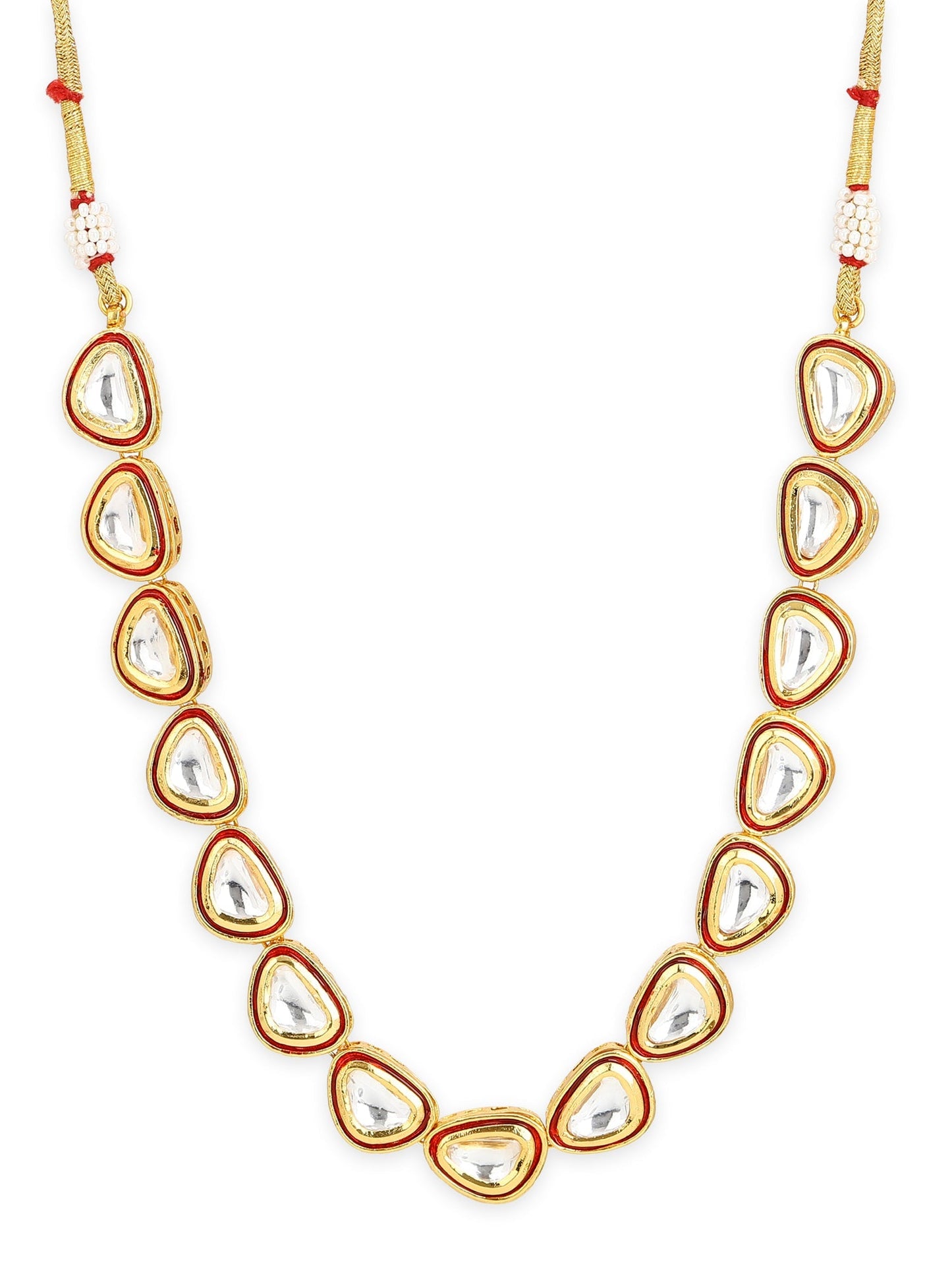 Women's Gold-Polished Kundan Studded Necklace - Ruby Raang | Swadesiicart