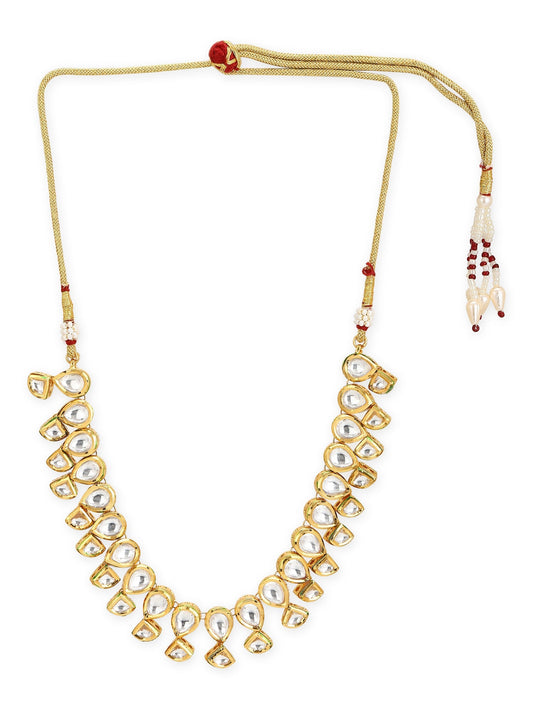 Gold-Toned White Brass Gold-Polished Handcrafted Necklace - Ruby Raang | Swadesiicart
