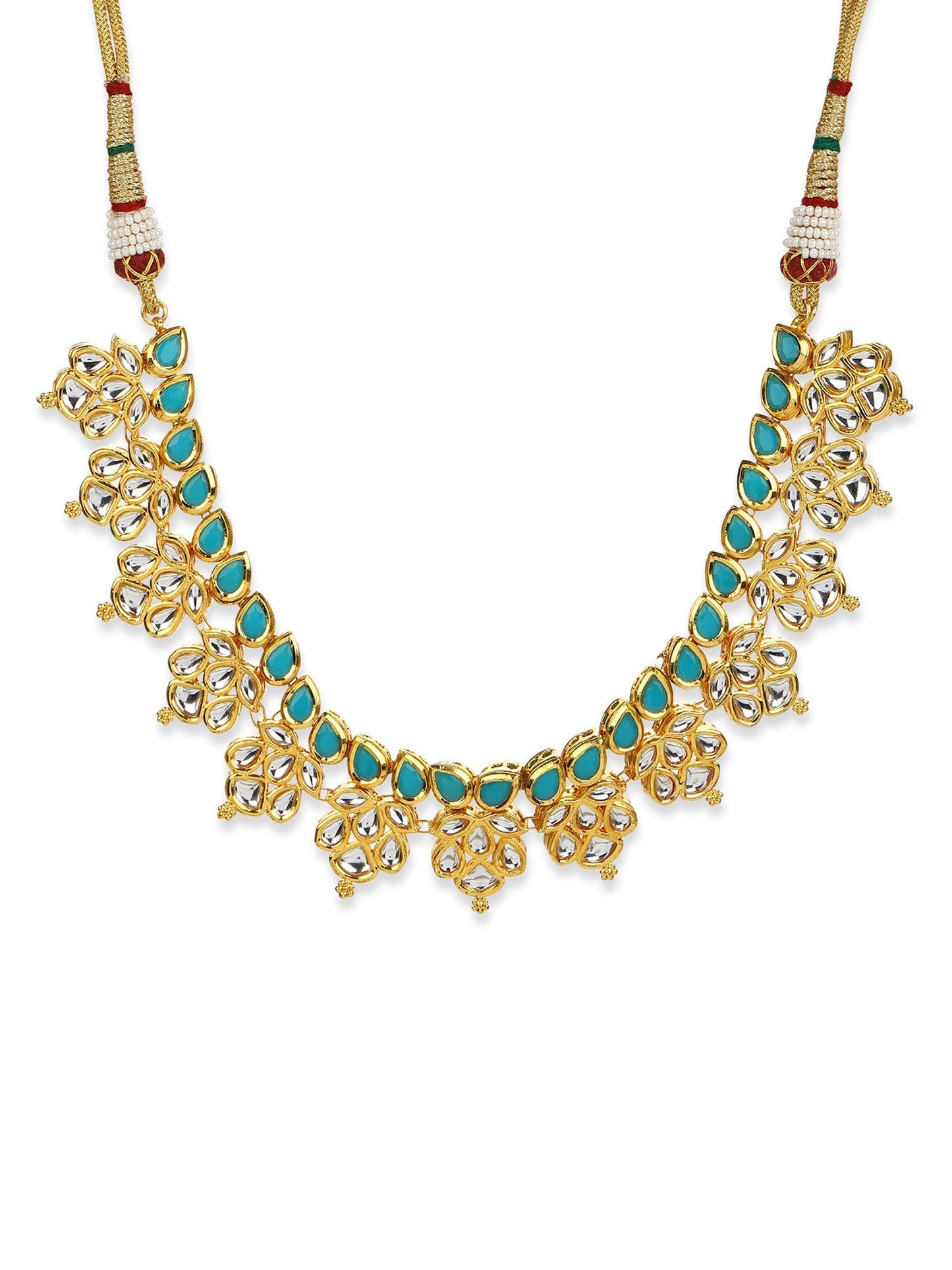 Gold-Toned Blue Brass Gold-Polished Necklace - Ruby Raang | Swadesiicart