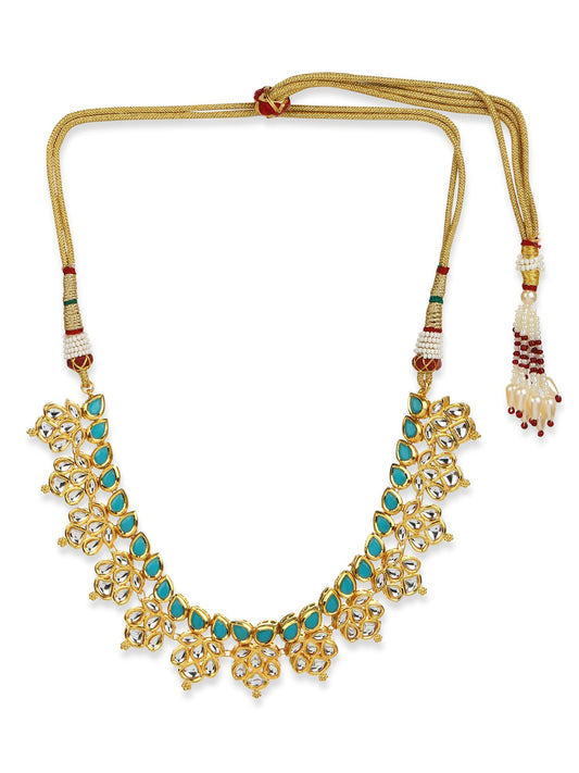 Gold-Toned Blue Brass Gold-Polished Necklace - Ruby Raang | Swadesiicart