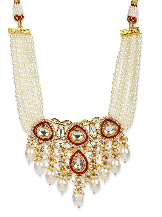 White Brass Gold-Polished Necklace - Ruby Raang | Swadesiicart