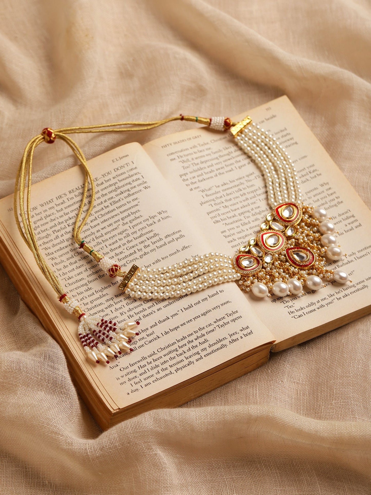 White Brass Gold-Polished Necklace - Ruby Raang | Swadesiicart