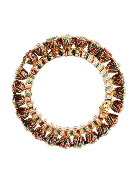 Handcrafted Heavy Bangle - Ruby Raang