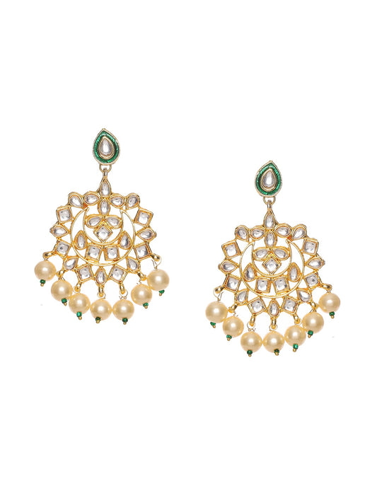 Kundan Chand Earrings - Ruby Raang - Swadesiicart