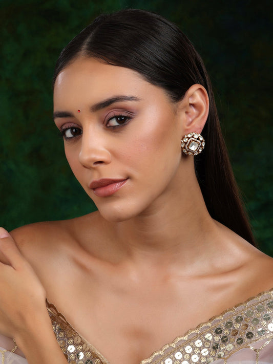 Kundan oversized Studs - Ruby Raang | Swadesiicart