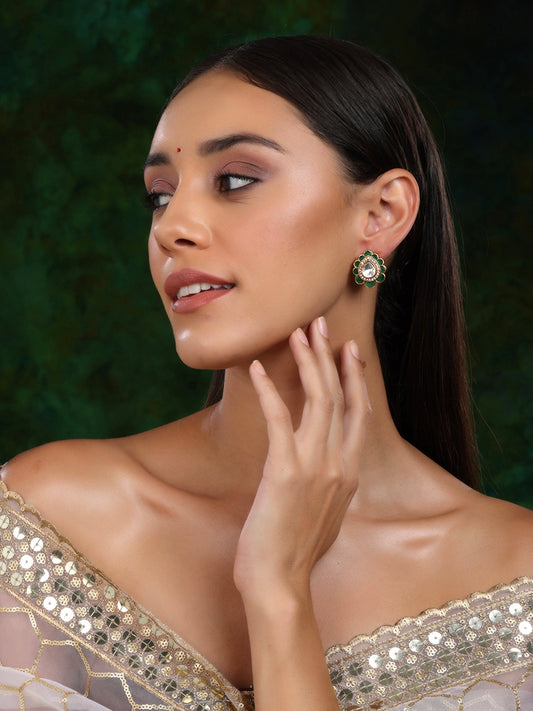 Teardrop Green Studs - Ruby Raang - Swadesiicart
