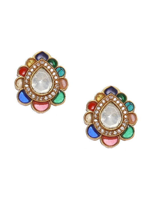 Teardrop Multi Studs - Ruby Raang - Swadesiicart