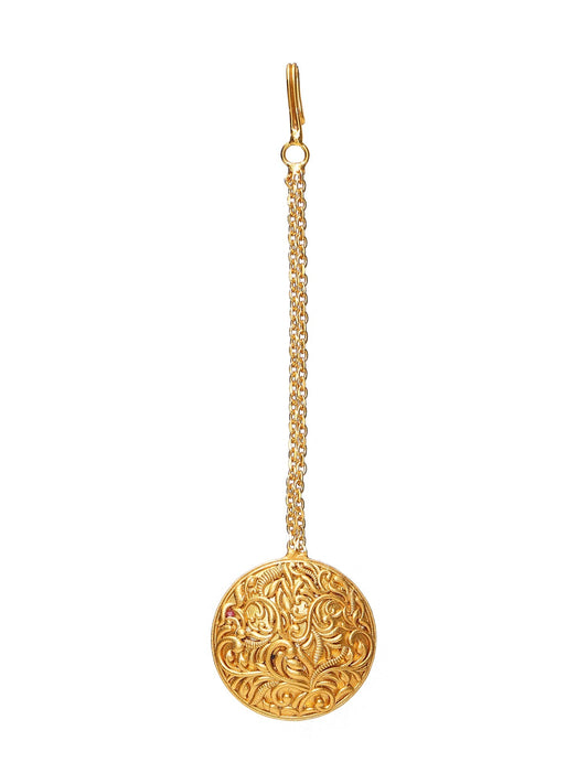 Golden Maang Tikka - Ruby Raang | Swadesiicart