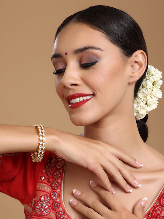 Kundan Bangles (set of 2) - Ruby Raang