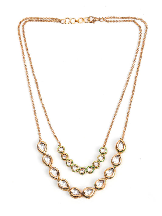 Double Layered Kundan Neckpiece - Ruby Raang | Swadesiicart