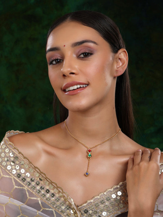 Multi Meenakari Kundan Necklace - Ruby Raang | Swadesiicart