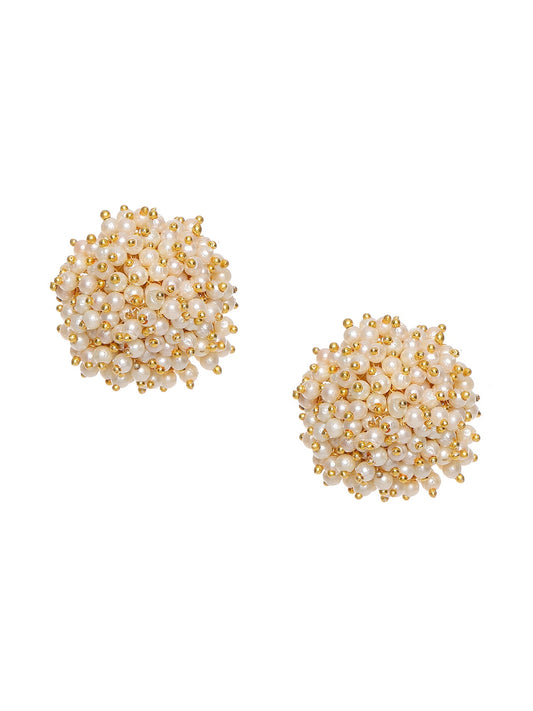 Round Pearl Studs - Ruby Raang - Swadesiicart