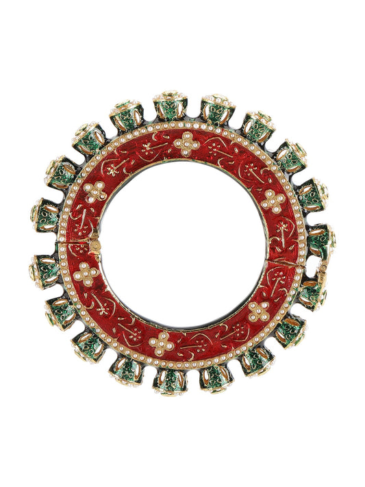 Meenakari Handcrafted Heavy Bangles (set of 2) - Ruby Raang