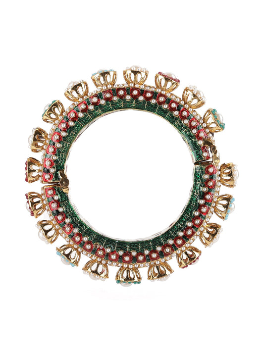 Multi Meenakari Handcrafted Heavy Bangles (set of 2) - Ruby Raang