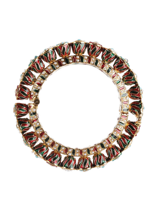 Handcrafted Heavy Bangles (set of 2) - Ruby Raang