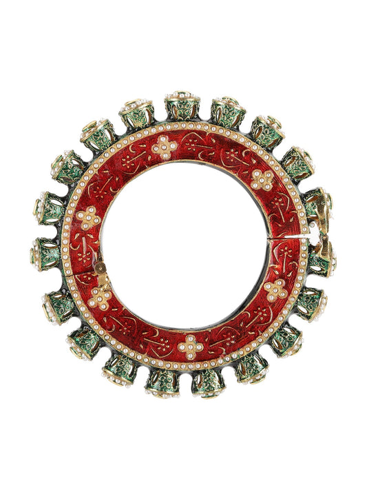 Meenakari Handcrafted Heavy Bangle - Ruby Raang