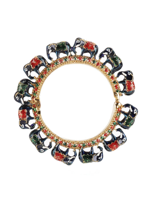 Elephant Blue Meenakari Handcrafted Heavy Bangle - Ruby Raang